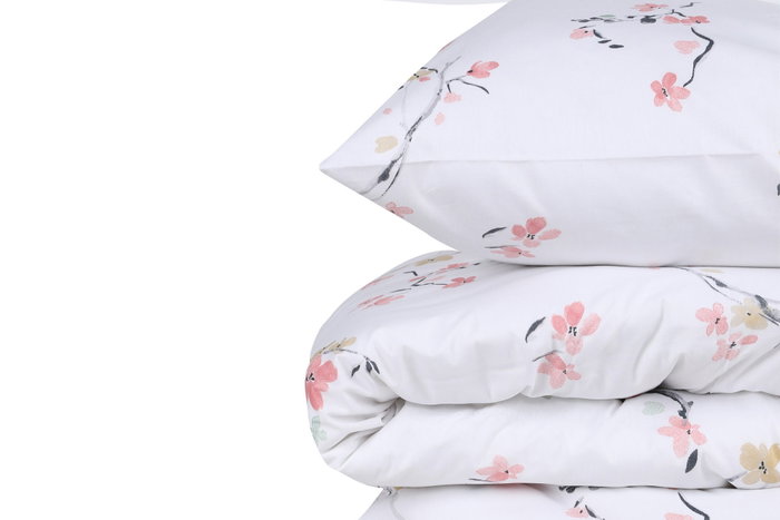 L'essentiel linge de maison Juego de funda de edredón Jasmine Blanco y Salmón 4 piezas